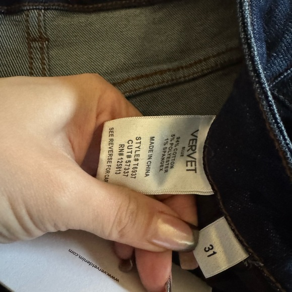 Vervet Olivia High Rise Ultra Wide Leg Stretch Jean Sz 31 Sparkle Dark Wash - Picture 9 of 11